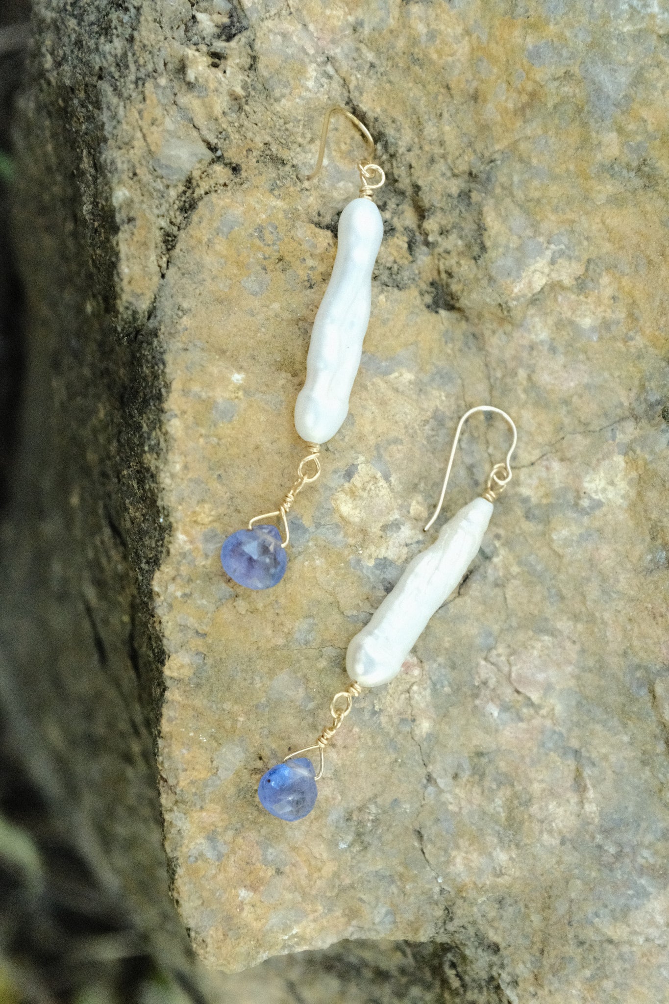 Pearl & Gemstone Earrings - Tanzanite