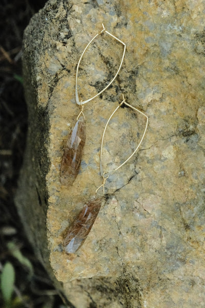 Marquise Hoops - Rutilated Quartz