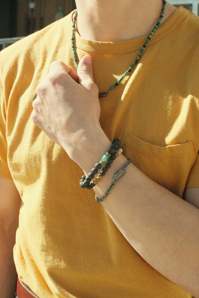 Carabiner Bracelet with Faceted Chain