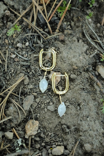 Chunky Hoops - White Moonstone