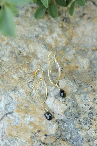 Oval Link Earrings - Smoky Quartz