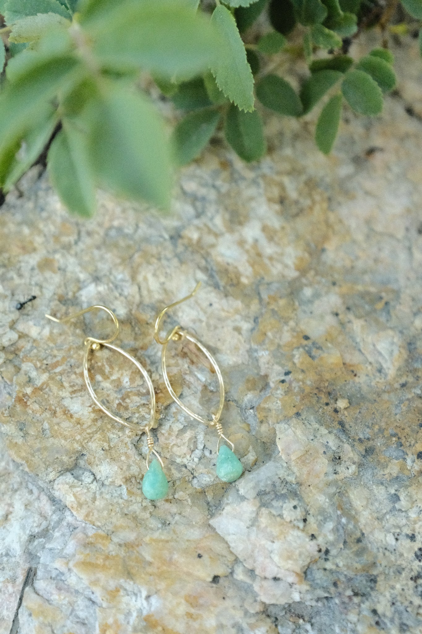 Oval Link Earrings - Chrysoprase