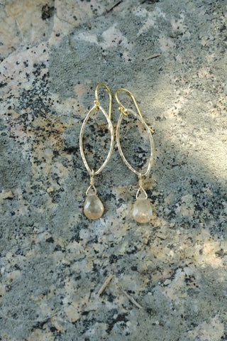 Oval Link Earrings - Tan Zircon