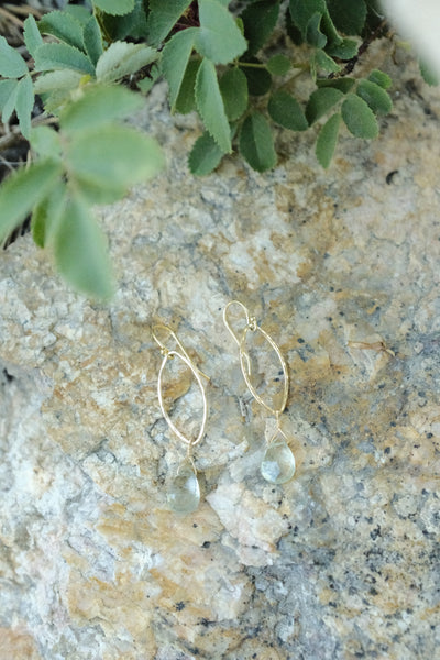 Oval Link Earrings - Aquamarine