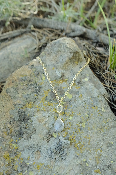 Geometric Gem Necklace - Tourmalated Quartz