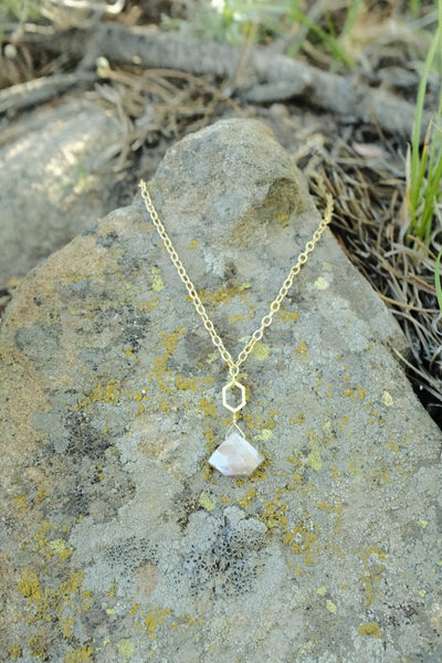 Geometric Gem Necklace - Moonstone