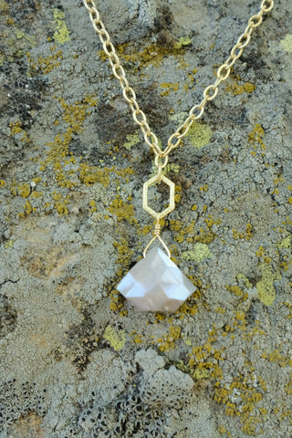 Geometric Gem Necklace - Moonstone