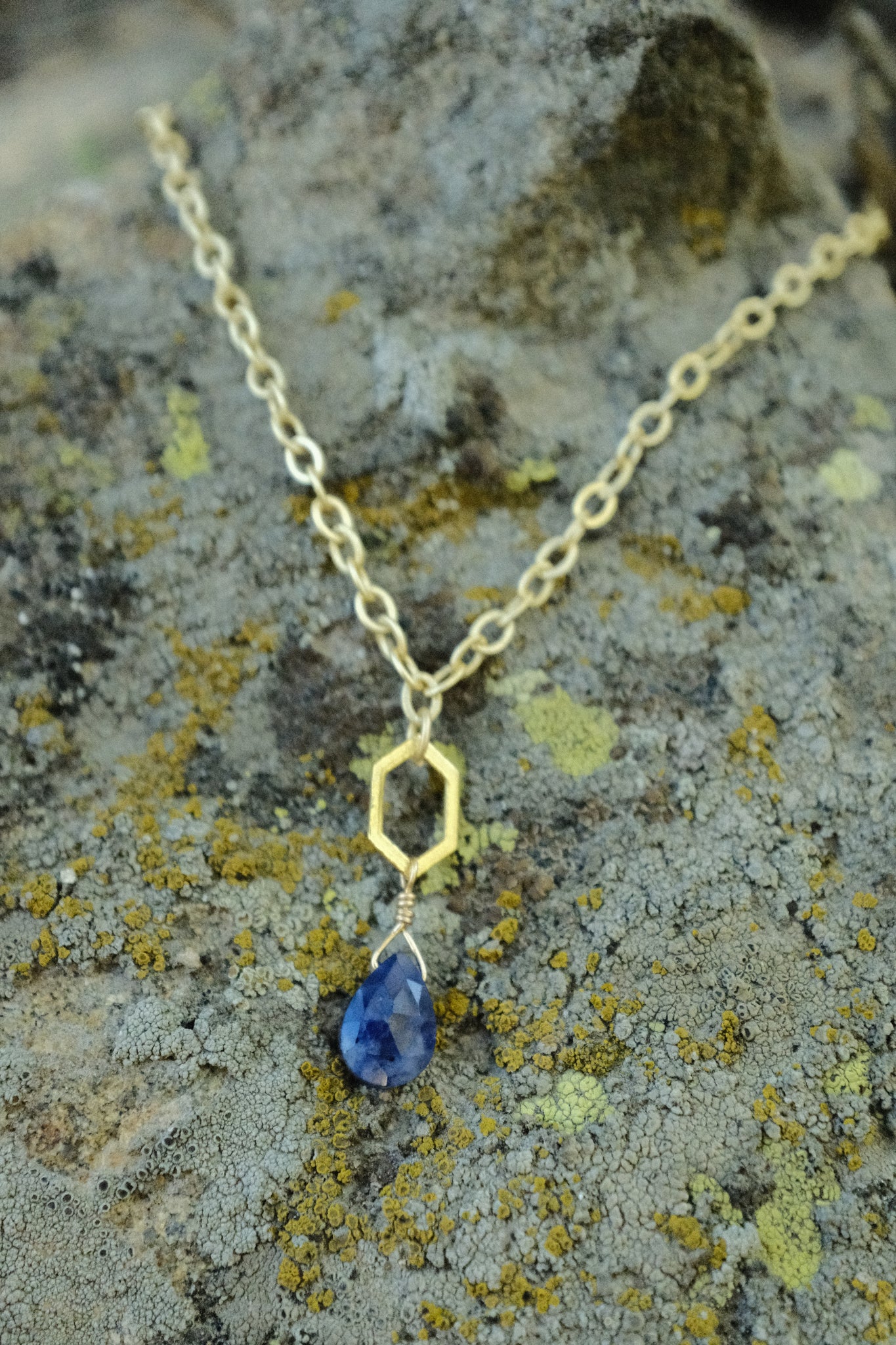 Geometric Gem Necklace - Lapis