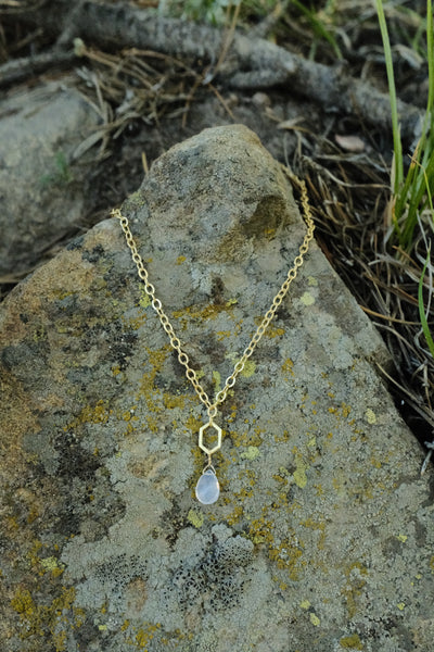 Geometric Gem Necklace - Lavander Quartz