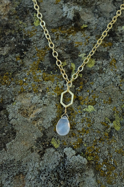 Geometric Gem Necklace - Lavander Quartz