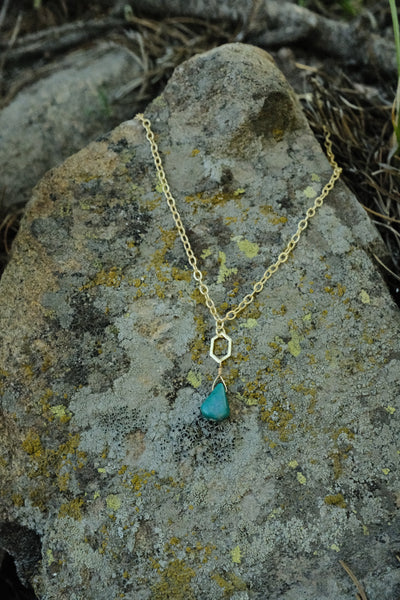 Geometric Gem Necklace - Turqouise