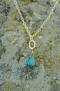 Geometric Gem Necklace - Turqouise