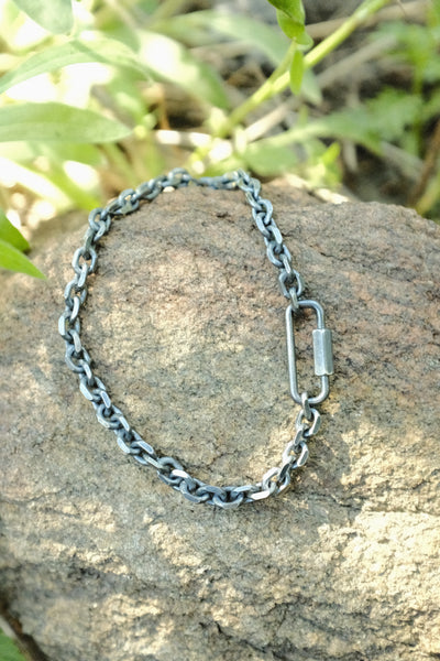 Carabiner Bracelet with Faceted Chain