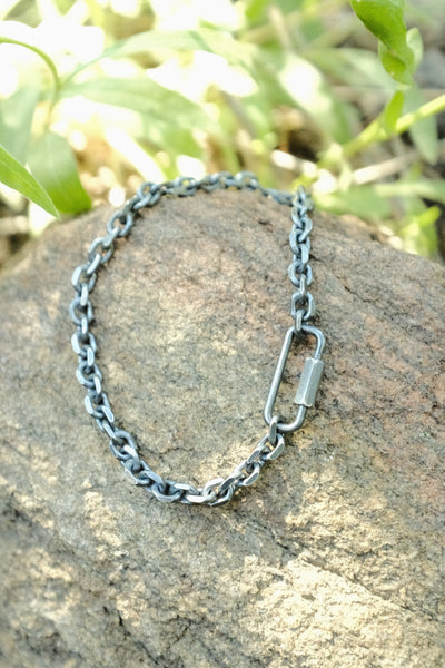 Carabiner Bracelet with Faceted Chain