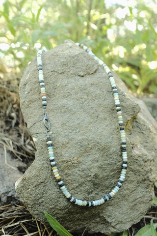 Marquise Clasp Necklace in Amazonite