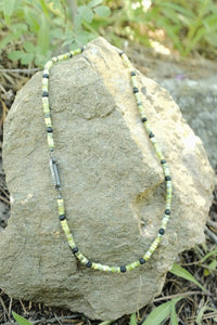 Oval Carabiner Clasp Necklace in African Green Chrysoprase