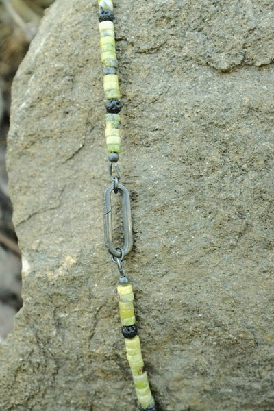 Oval Carabiner Clasp Necklace in African Green Chrysoprase