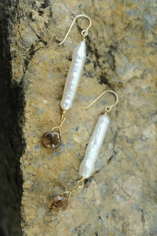 Pearl & Gemstone Earrings - Andalusite