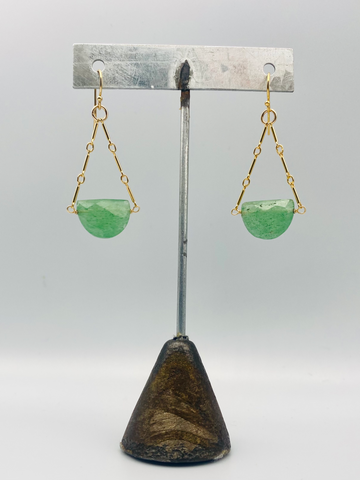 Bar Link Trapeze Earrings in Aventurine