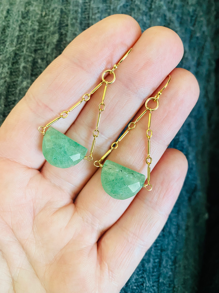 Bar Link Trapeze Earrings in Aventurine