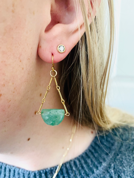 Bar Link Trapeze Earrings in Aventurine