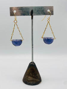 Bar Link Trapeze Earrings in Iolite