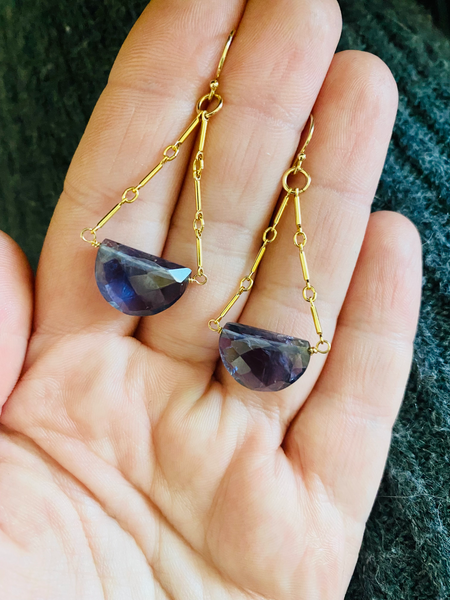 Bar Link Trapeze Earrings in Iolite