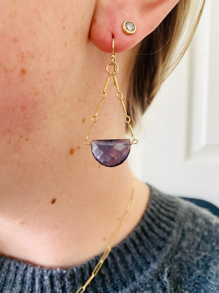 Bar Link Trapeze Earrings in Iolite