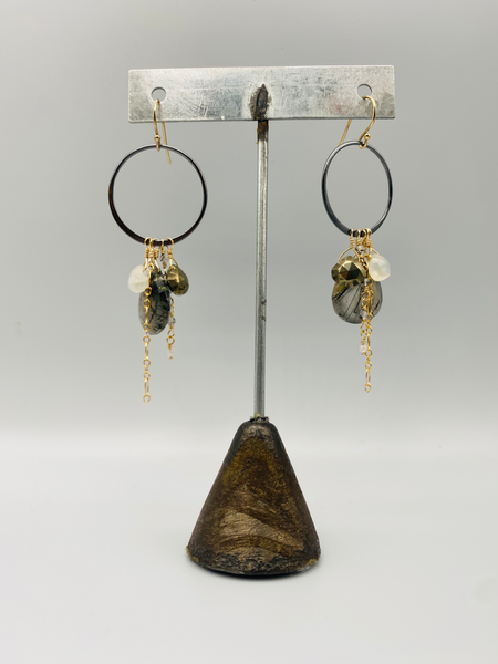 Circle Hoops in Tourmalated Quartz