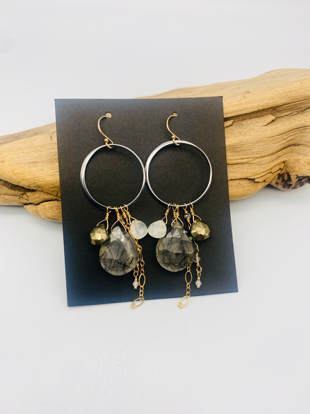 Circle Hoops in Tourmalated Quartz