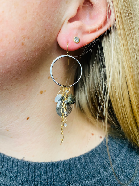 Circle Hoops in Tourmalated Quartz