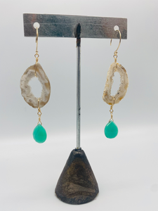 Geode Slice Earrings in Chrysocolla