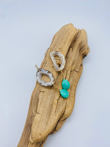 Geode Slice Earrings in Chrysocolla